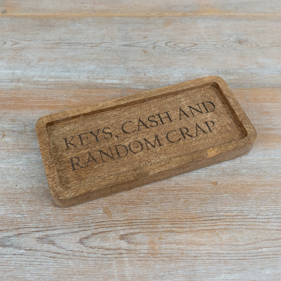 Keys, Cash? Wooden Tray