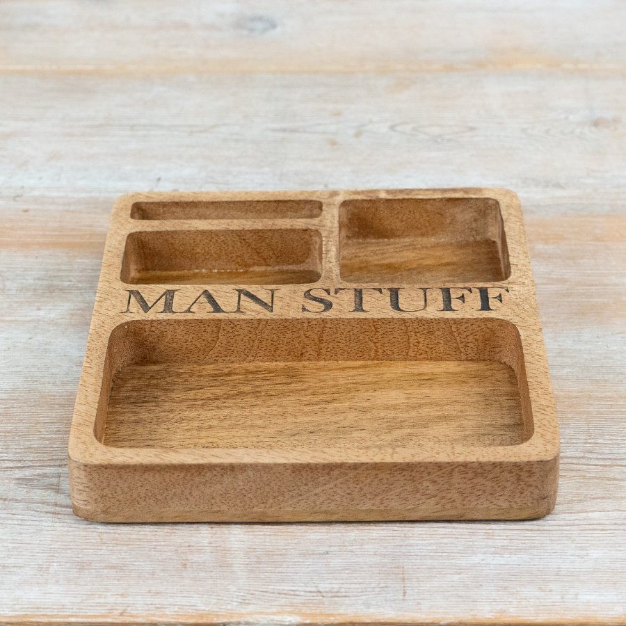 'Men Stuff'' Wooden Tray