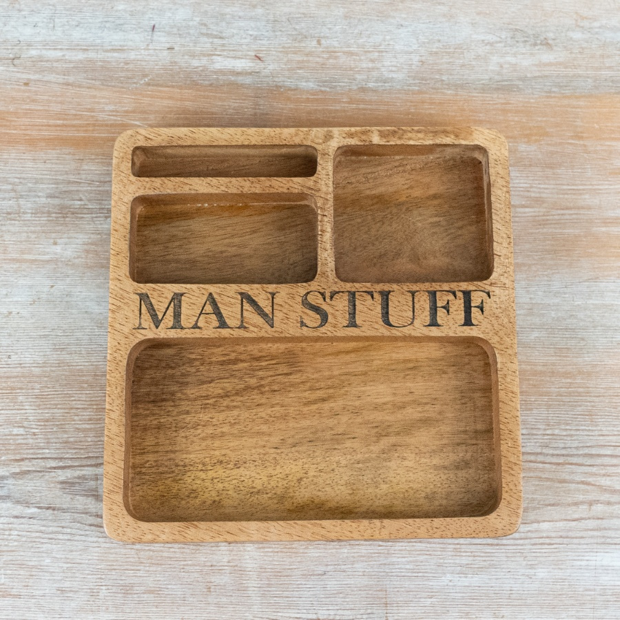 'Men Stuff'' Wooden Tray